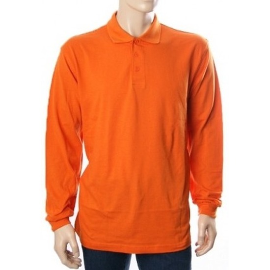 Oranje polo shirt lange mouwen