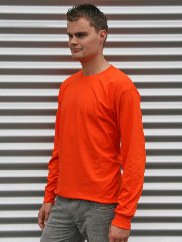 Heren shirt lange mouwen oranje