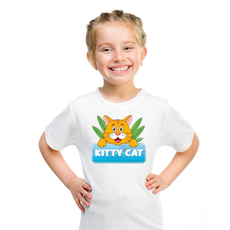 Katten dieren t shirt wit voor kinderen