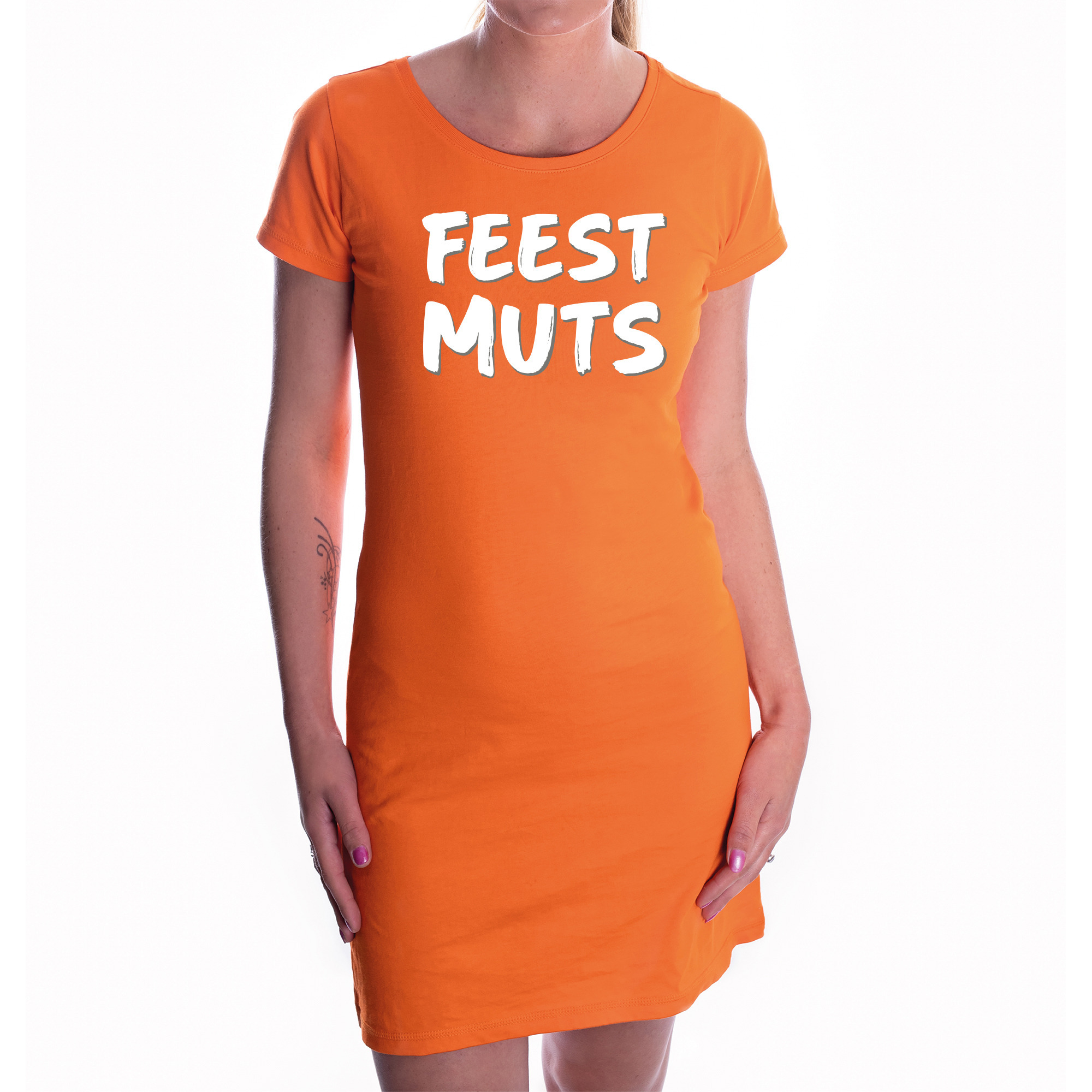 Oranje jurkje feestmuts voor dames voor koningsdag oranje supporter