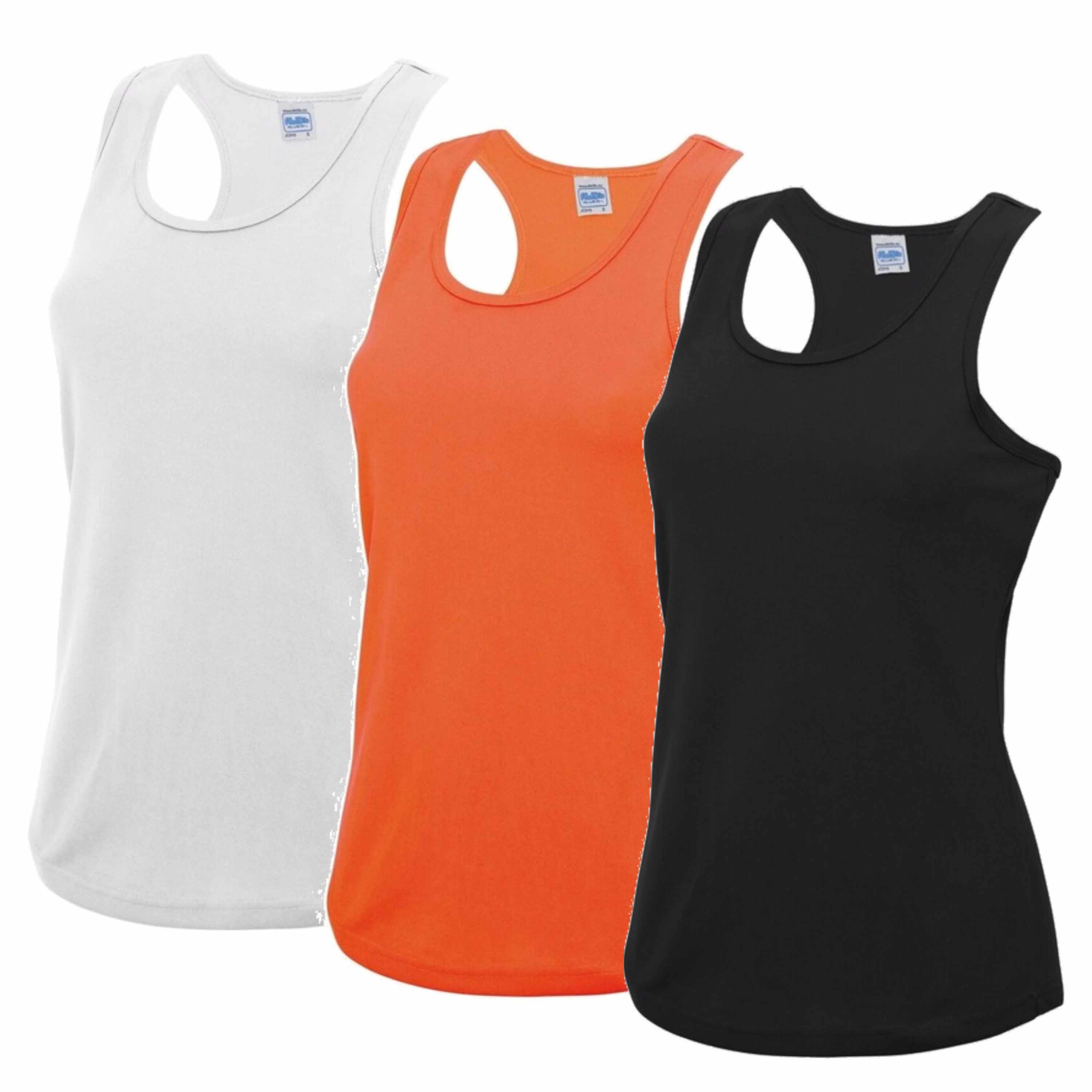 Voordeelset - wit, oranje en zwart sport singlet voor dames in maat medium